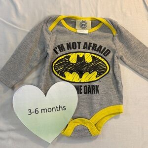 DC Batman - long sleeve baby onesie top/shirt. Size 3-6 months